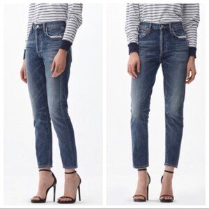 Citizens of Humanity Liya High Rise Classic Crop Jeans Distressed Button Fly 26